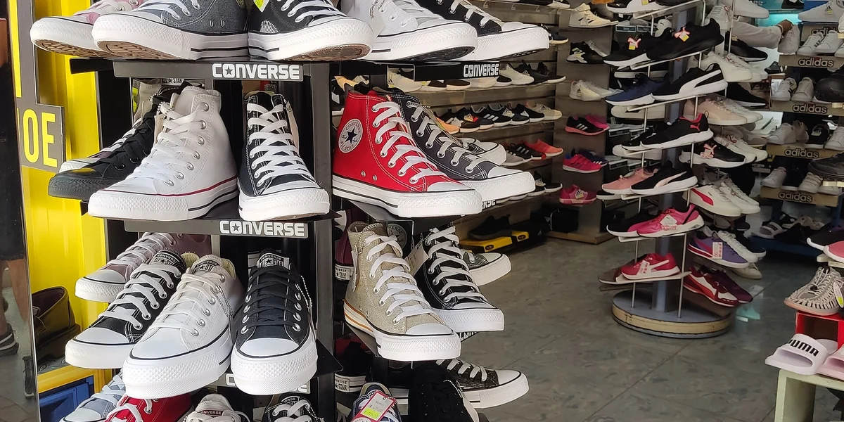 Shoe shop display on Nelson Street in Mong Kok, Hong Kong